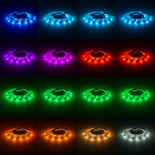 Image of Gesto Copper 5 Meter RGB LED Strip Light With Adaptor,300 Leds 5050 Multicolor Strip With 16-Mode Remote Control & Adhesive,LED Strip For TV,Gaming Setup,Ceiling,Bedroom,Party,Diwali & Home Decoration