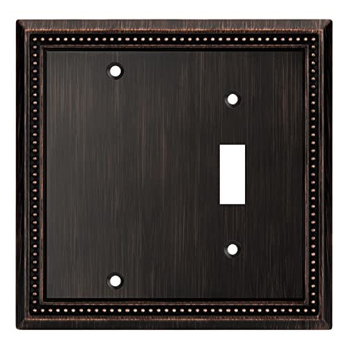Image of Henne Bery Sunken Pearls Heavy Duty Decorative Wall Plate Switch Plate Outlet Cover (Blank /Toggle, Aged Bronze)