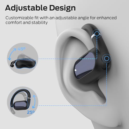 Image of Oraolo Open Ear AC322 Wireless Earbuds, Bluetooth 5.4 Headphone, 36H Playtime, IPX5 Waterproof, Open-Ear Design with Adjustable Ear Hooks, Secure Fit for Running & Workout, Clear Calls White