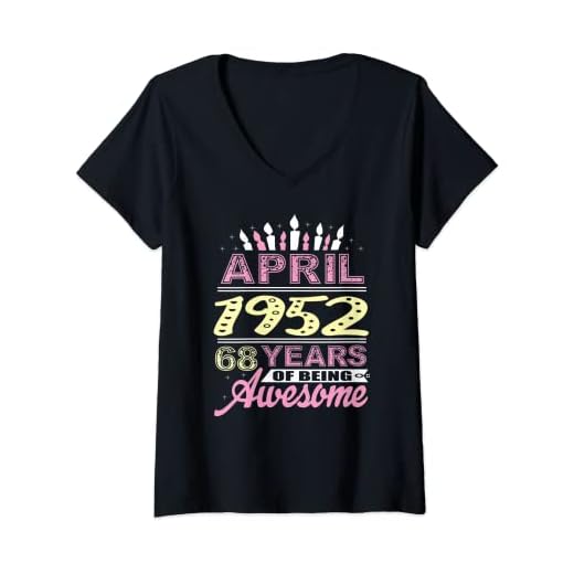Mujer Abril 1952 68 años de edad vela de cumpleaños 68 mujeres románticas Camiseta Cuello V