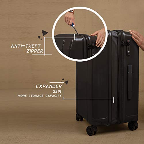 Image of Nasher Miles Capri Hard-Sided Polypropylene Check-in Luggage 28 inch | 75cm | 8 Wheels Large Trolley Bag for Travel | Suitcase (Black)