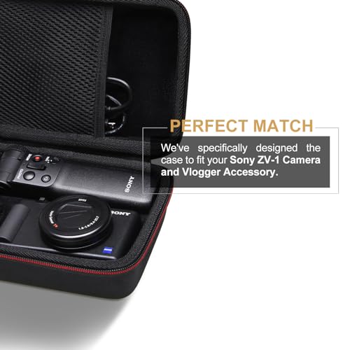 Image of Hard Case for Sony ZV-1 / ZV-1F / ZV-1F II Vlog Camera by LTGEM. Fits Vlogger Accessory Kit Tripod and Microphone - Travel Protective Carrying Storage Bag (Black)