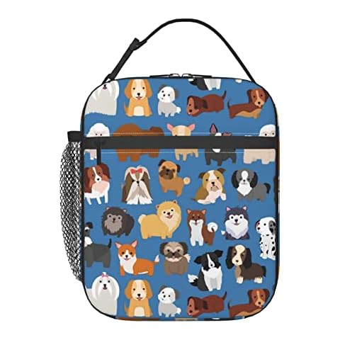 Gbuzozie Cute Puppy Dogs Animal Lunch Bag Insulated Portable Reusable Lunch Box With Zipper For Picnic Work Office Travel School Cover
