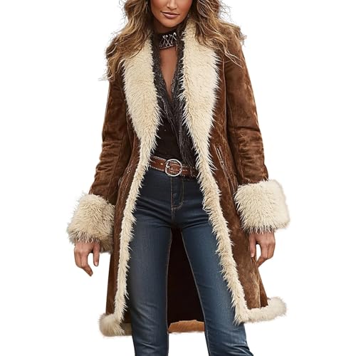 Veste en daim synthétique longue pour vos sorties en ville et soirées d'hiver cocooning