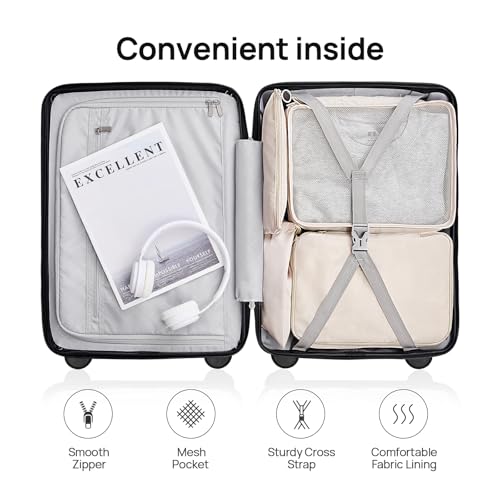 Image of NINETYGO Medium Checked Luggage 24 Inch, Checking In Luggage with Smooth Double Spinner Wheels, Hard Shell PC+ABS Suitcase, Lightweight Travel Luggage, TSA Approved (Grey, Andes)