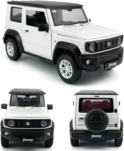 Image of 1:24 Alloy Model Car Compatible for Suzuki Jimny Style, Diecast Pull Back Toy Car with Light & Sound for Kids Boys Girls Gift (White)