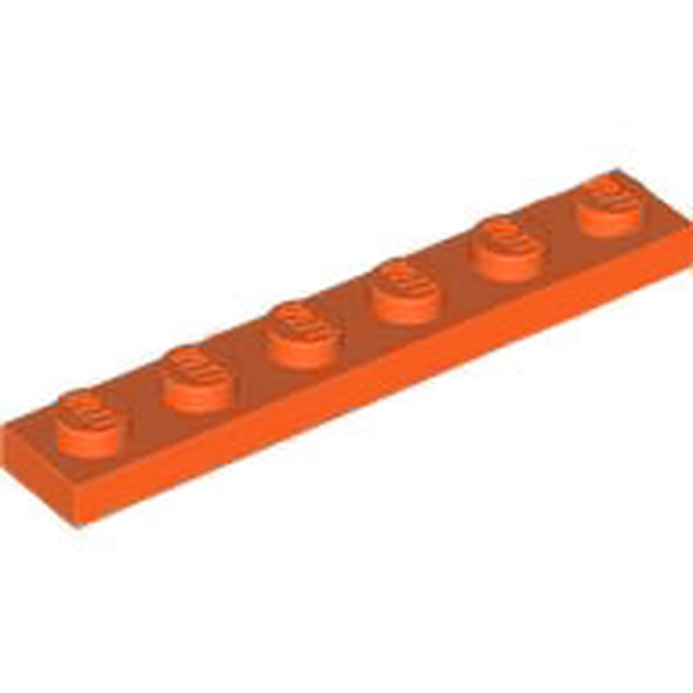 LEGO Plate 1x6, Part 3666, Choose Your Colour (Reddish Orange, 10, Bricks) — image 1