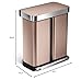 simplehuman 58 Liter / 15.3 Gallon Rectangular Hands-Free Dual Compartment Recycling Kitchen Step, Rose Gold Stainless Steel Trash Can