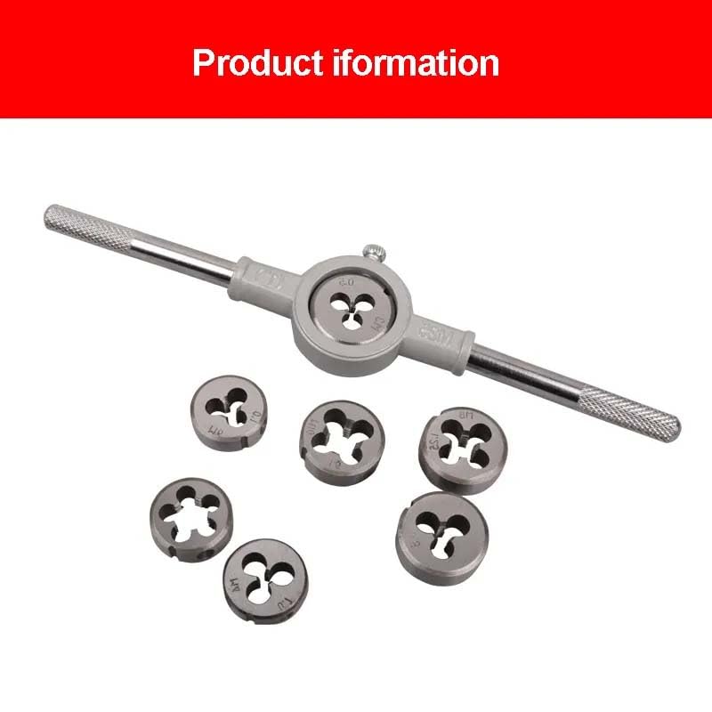 A AND S TOOLS® 8Pcs/set Die Wrench Kit HSS Metric Screw Die M3/M4/M5/M6/M8/M10/M12 Circular Threading Die Hand Tools Kit with Wrench 1