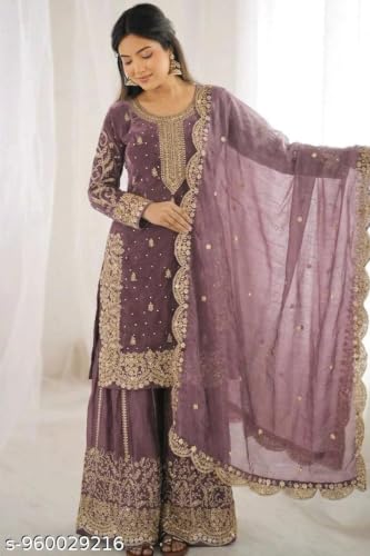 Image of Women's Casual Salwar Suit Pure Heavy Fendy Silk With Embroidery Sequence Work Full Sleeves Salwar Suit With Dupatta.Women's Ethnic Wear