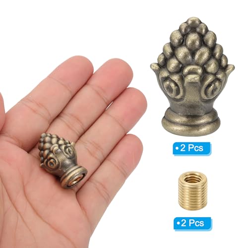 Image of PATIKIL 30 x 20mm Lamp Finials Caps Knob, 2 Set Solid Lamp Shade Top Decoration Screw Cap Nuts with Brass Reducing Adapter for Table Lamps Floor Lamps, Bronze