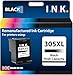 I.N.K. Remanufactured 305 XL Black InkJet Cartridge Compatible with HP DeskJet 2710 2720, 2721, 2722, 2723, 2724 DeskJet Plus 4110, 4120, 4122, 4130 Envy 6010, 6020, 6022, 6030, 6032, 6452