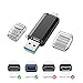 KEXIN USB C Flash Drive 128GB USB 3.0 Dual OTG USB C Memory Stick USB Stick Type C Thumb Drive Pen Drive for PC Tablet Laptop TV Car Smartphones (Huawei Honor Samsung Xiaomi) Black