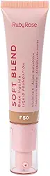 Base Líquida Soft Blend Ruby Rose Matte Média Cobertura Efeito Aveludado (F50, 30g)