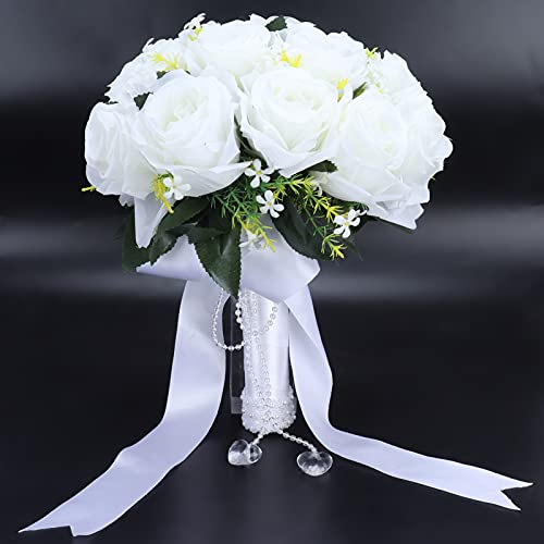 Plcnn Mariage Mariée Bouquet de Mariée Mariage Mariée Tenant des Fleurs Bouquet Mariage Romantique Satin Rose Fleurs pour Les Mariages, Les Fêtes