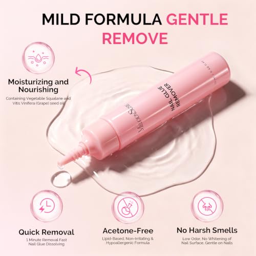 Image of MelodySusie 15ml Super Strong Nail Glue with 20ml Nail Glue Remover, Quick Dry Semi Solid Glue No UV Lamp Needed and Non-Acetone Gentle Remover Kit, Perfect for Press On Nails Application and Removal
