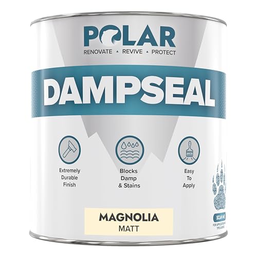 Polar Damp Seal Paint - 1L, Magnolia - Primer & Topcoat for Indoor Walls & Ceilings - Mould Resistant Stain Blocker Paint - Quick Drying for Wood, Plaster, Cement and Stone - Matt Finish