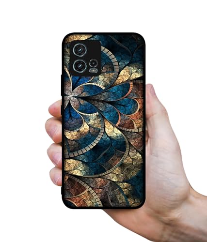 Image of Fractional Pattern Design Premium 2D Printed Metal Back Case Cover for Motorola Moto G72 4G