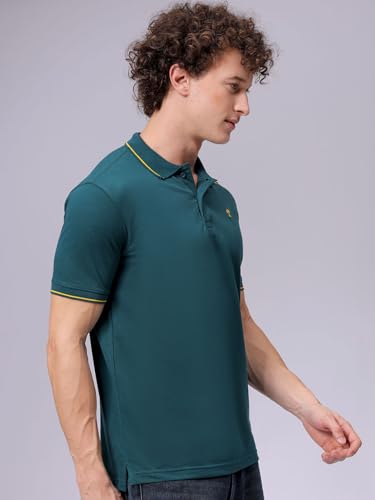 Image of The Indian Garage Co Men Slim Fit Solid Polo Neck Half Sleeves Tshirt