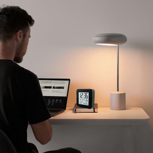 jomparis Digitaler Funk Wecker Uhr mit Nachtlicht-Wecker mit Temperaturanzeige Datum Snooze für Wohnzimmer,Büro,Schlafzimmer,Kinderzimmer