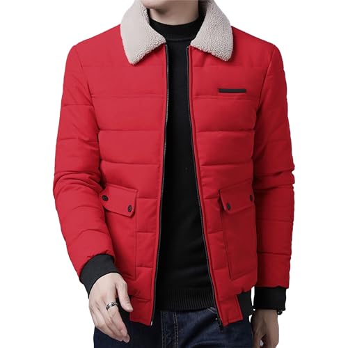 Chaqueta bomber de invierno para hombre con cuello de piel y abrigo de vaquero cálido casual
