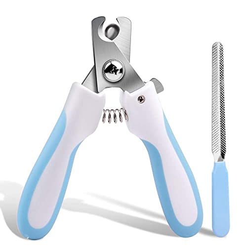 DELFINO Professional Cat Dog Nail Clippers, Stainless Steel Pet Claw Scissors Trimmers for Small and Medium Dogs Cats Grooming at Home, One Nail File Included
