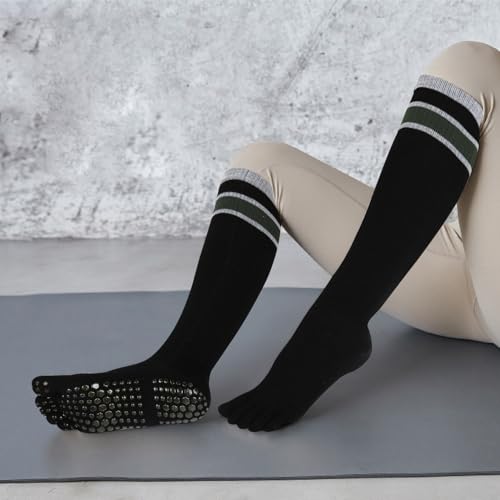 Image of Benefeet Sox Womens Knee High Toe Socks Non Slip Long Toe Socks Unisex Five Finger Socks Knee High Yoga Socks with Grips