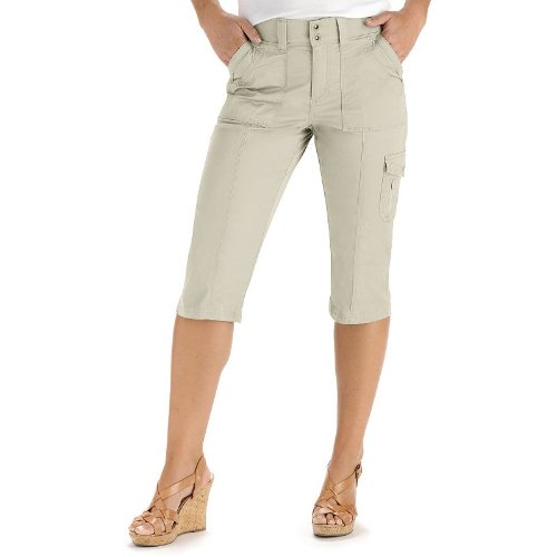 Lee Women's Petite Easy Fit Brooke Knit Waist Cargo Capri Pant