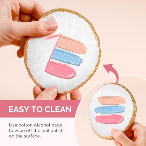 Paleta resina redonda y 100 esponjas suaves para uñas miniatura 4