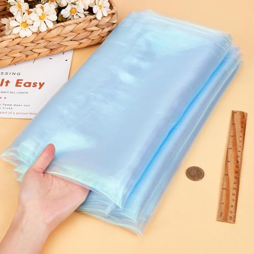 GORGECRAFT 3 x 1.5M Blue Iridescent Organza Fabric Polyester Magic Rainbow Holographic Shinny Gauze Sheer Gradient Lace Fabrics for Dress Background Party Home Decor DIY Crafts Supplies - Image 3