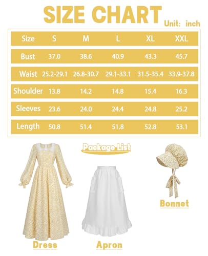 Image of NSPSTT Women Girls American Pioneer Colonial Dress Prairie Costume