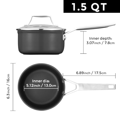 Msmk 1.5 Quart Saucepan With Lid, Burnt Also Non Stick, Induction thumb #2