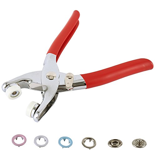 ODOMY Snap Pliers Set 200PCS Snap Fasteners Kit Tools Metal Ring Button Press Studs Sewing Craft Fastener Snap Pliers Craft Tool, 9.5mm