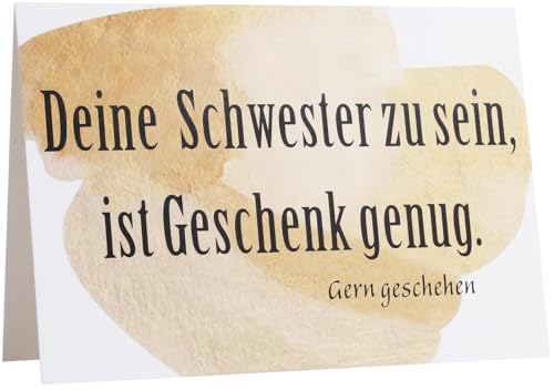 CL&MH Lustige Geburtstagskarte Geschenkkarte Geschwister Schwester Bruder Deine Schwester zu sein ist Geschenk genug Postkarte für Bruder Postkarte für Schwester