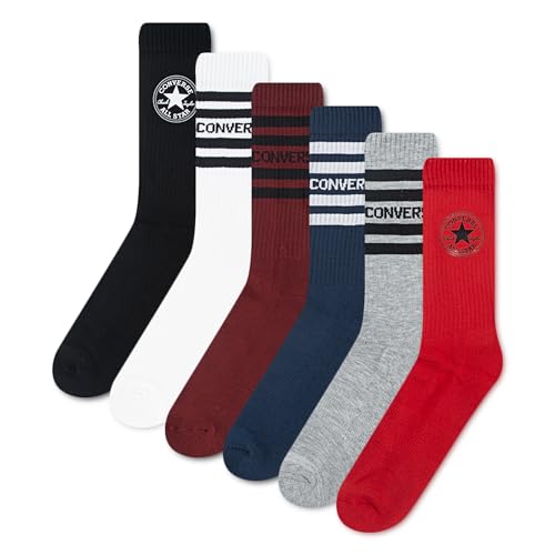 Converse Men's Crew Sock, University Red/6-Pack, One Size
