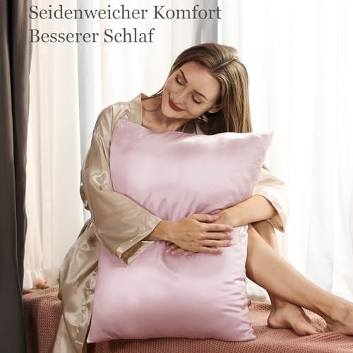 Adubor 100% Seidenkissenbezug 80x80cm für Haar und Haut mit Reißverschluss – Ansicht 2