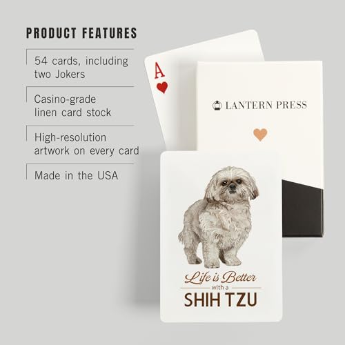 Baraja cartas póker Shih Tzu Life is Better 52 naipes miniatura 3