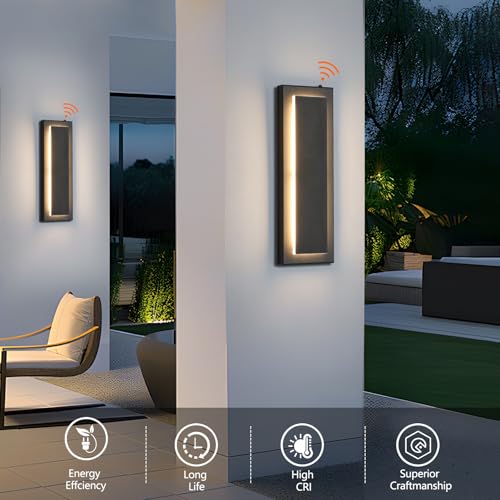 tewei LED Outdoor Wall Sconce Dusk to Dawn Outdoor Lighting, Modern Exterior Lighting Fixtures Matte Black LED Exterior Wall Lights for House Front Porch, Warm White 3000K, 2 Pack - Image 4