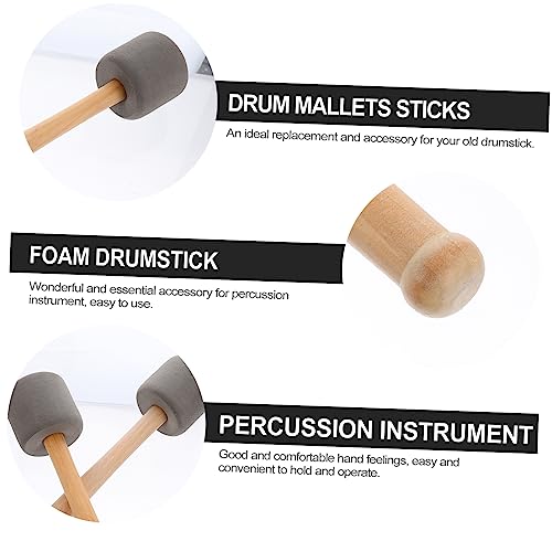 4 piezas de baquetas para bombo con mango de madera, mallets para instrumentos de percusión para estudiantes y profesionales miniatura 3