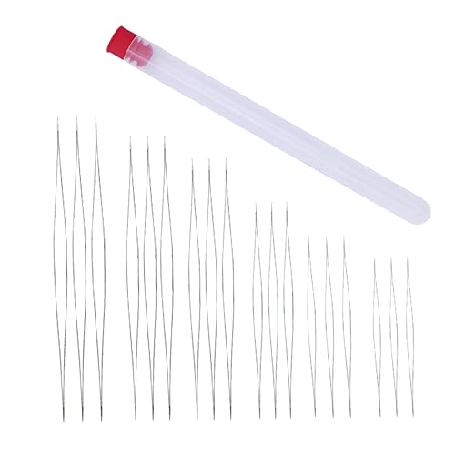 Gogogmee Sewing Needles for Beading 18pcs Handwork Beading Needles Kit with Storage Bottle Red Cover for DIY Jewelry Making