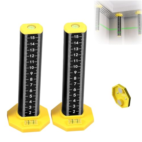 LYDODOKA 2Pcs Ceiling and Floor Tile Height Ruler, Ceiling Leveling Ruler with Magnetic Base, Leveling Special Ruler, Equal Height Ruler Gradienter, Contour Ruler for Suspended Ceiling Tile (Black)