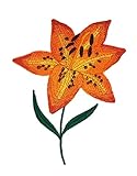 Custom and Unique (Bloom Tiger Lily) A Inspirational Blooms Flower Embroidered Iron on/Sew Patch [ 4.8'(w) x 6'(h) ] [Made in USA]
