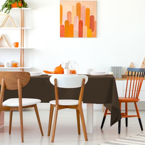 Image of Kopokita 6 Pack Brown Plastic Tablecloths Disposable 54 x 108 Inch