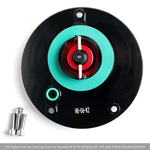 Areyourshop CNC Keyless Fuel Gas Tank Cap For Kawasaki ER-6F ER-6N Ninja 650 2009+, GTR 1400 2010+, Ninja 1000 ZX-10R 2008+, Ninja 600 ZX-6R 2009+, VERSYS 1000 ABS 2012-2018, Z750 Z750R 2007-2016 Red by Areyourshop - Image 3