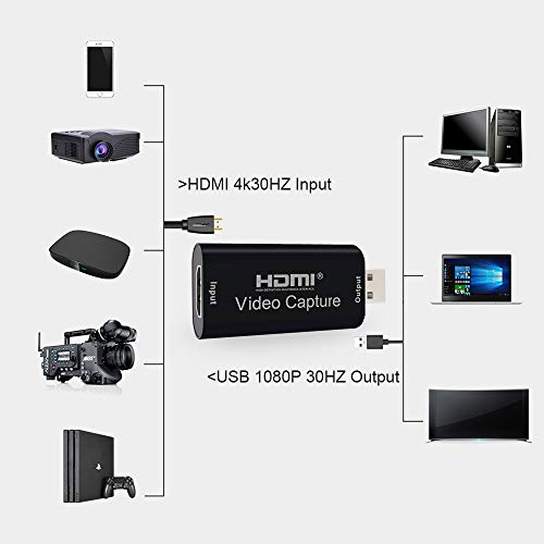 MICROWARE USB 2.0 Audio Video Capture Cards HDMI to USB 1080p USB2.0 Record via DSLR Camcorder Action Cam for High Definition Acquisition, Live... - Image 4