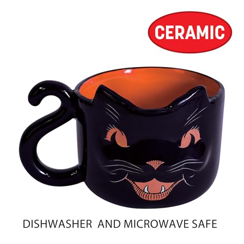 Taza Cerámica Halloween Vintage Gato Negro 12oz miniatura 3