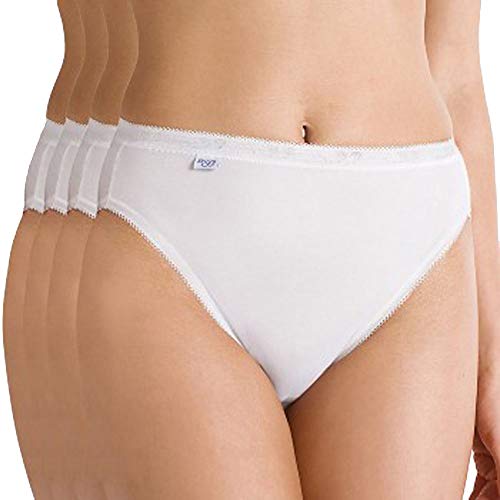 sloggi Damen Basic+ Tai 4P Slip, White, 46 sloggi Damen Basic+ Tai 4P Slip, White, 46