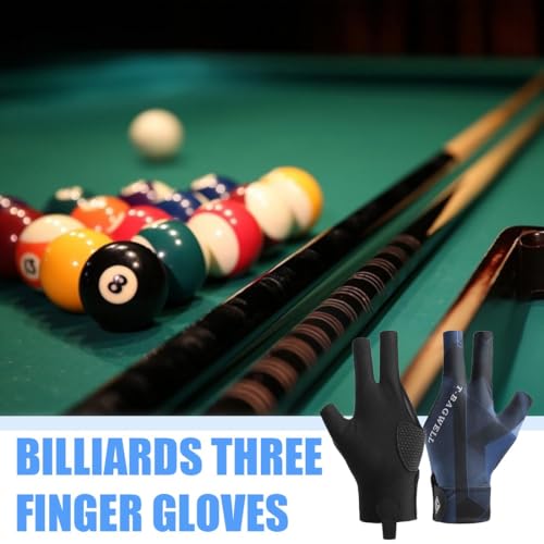 TEOZBLU Billard Handschuh Links Billiard Pool Cue Gloves rutschfeste Poolhandschuhe Verstellbarer Snooker Handschuhe für Carom Spiele Schwarz Billard Zubehör Billiard Snooker Bowling Handschuhe