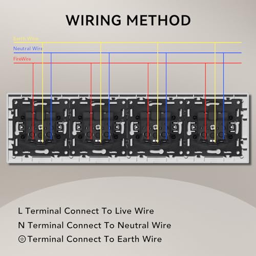 BSEED Steckdose mit Abdeckdung aus Glas, EU-Standard Wandsteckdose mit Krallen, Einbausteckdose, Einfach Montage, Neu E-Serie, 16A 250V, 299mm 4 Fach Schwarz