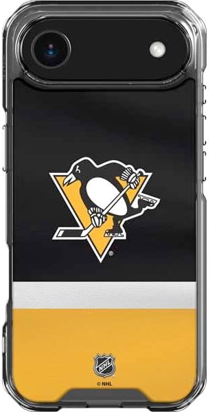 Skinit Clear Phone Case Compatible with iPhone 17 Air - Officially Licensed NHL Pittsburgh Penguins Distressed Design